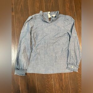 NWT Jcrew Chambray Ruffle Top